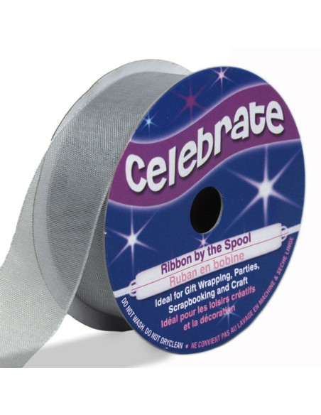 Organza-Band Celebrate Silber - 20 mm x 5 m
