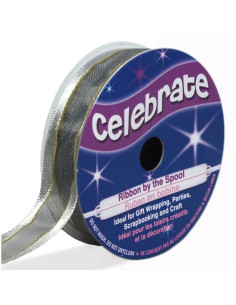 Organza-Band Celebrate Silber - 15 mm x 5 m