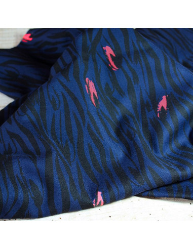 Blauer Viskose-Crêpestoff Zebra - Églantine & Zoé
