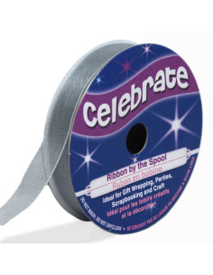 Organza-Band Celebrate Silber - 12 mm x 6 m