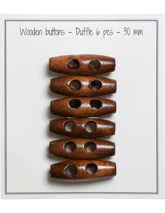 Set aus 6 hellbraunen Holzknöpfen, 30 mm