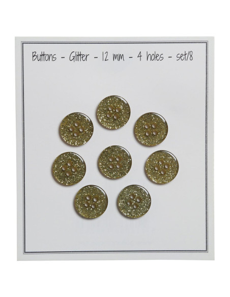 Set mit 8 Glitzerknöpfen 12 mm - Grün