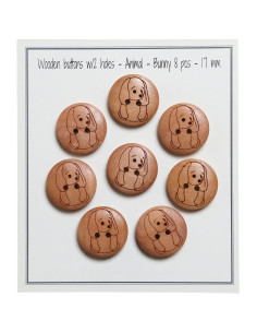 Satz von 8 Holzknöpfen 17 mm - Hase