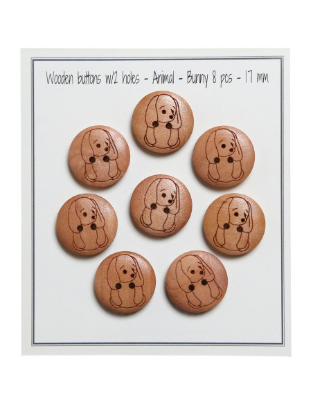 Satz von 8 Holzknöpfen 17 mm - Hase