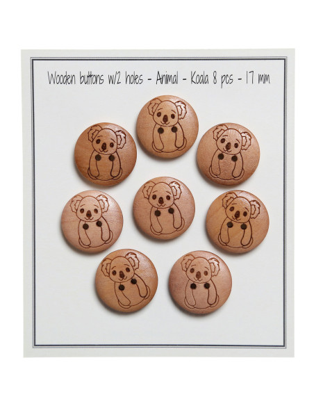 Satz von 8 Holzknöpfen 17 mm - Koala