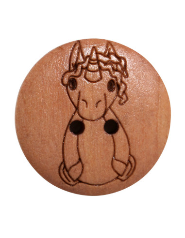 Satz von 8 Holzknöpfen 17 mm - Einhorn