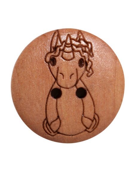 Satz von 8 Holzknöpfen 17 mm - Einhorn