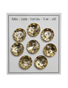 Set mit 8 Knöpfen, 2 Löcher, Cocktail 18 mm - Gold