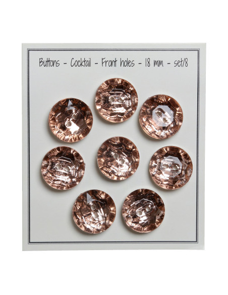 Set mit 8 Knöpfen, 2 Löcher, Cocktail 18 mm - Altrosa
