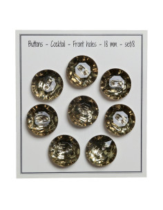 Set mit 8 Knöpfen, 2 Löcher, Cocktail 18 mm - Grün