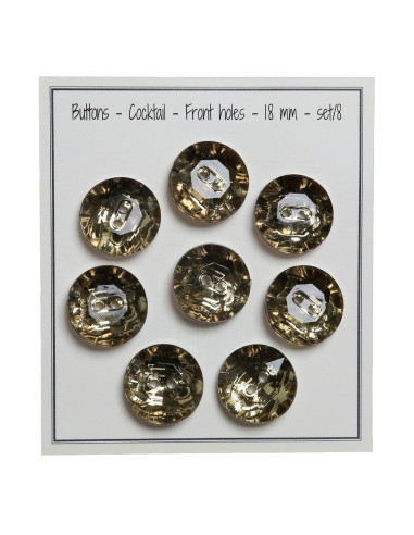 Set mit 8 Knöpfen, 2 Löcher, Cocktail 18 mm - Grün