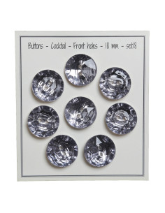 Set mit 8 Knöpfen, 2 Löcher, Cocktail 18 mm - Grau