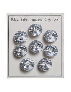 Set mit 8 Cocktail-Knöpfen mit Schaft 18 mm - Silber