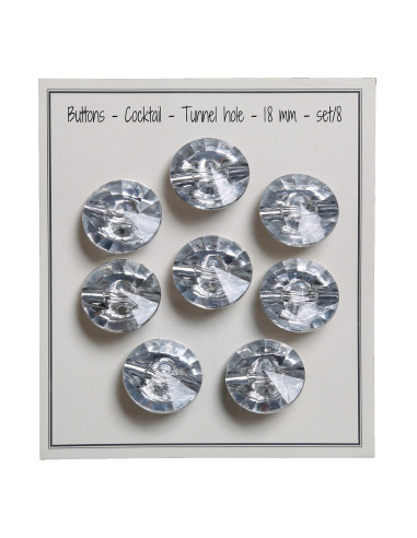 Set mit 8 Cocktail-Knöpfen mit Schaft 18 mm - Silber