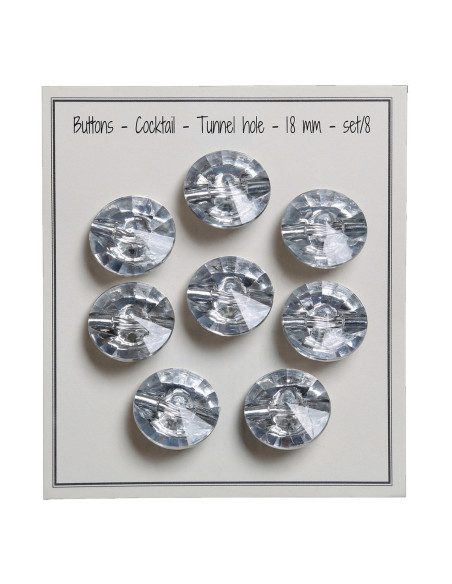 Set mit 8 Cocktail-Knöpfen mit Schaft 18 mm - Silber