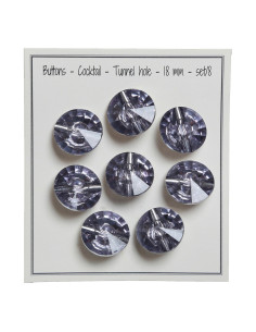 Set mit 8 Cocktailknöpfen mit Schaft 18 mm - Grau