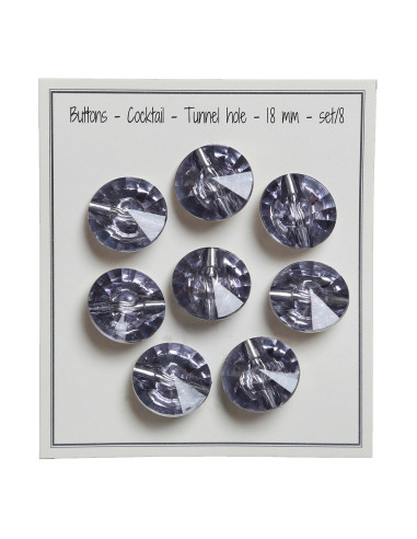 Set mit 8 Cocktailknöpfen mit Schaft 18 mm - Grau
