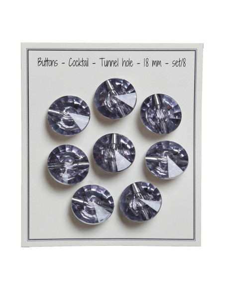 Set mit 8 Cocktailknöpfen mit Schaft 18 mm - Grau