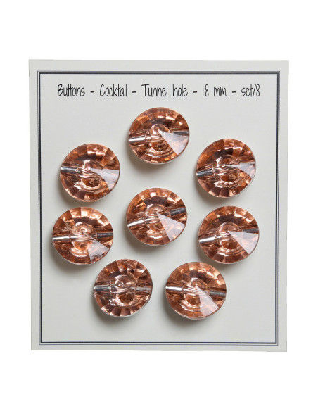 Set mit 8 Cocktailknöpfen mit Schaft 18 mm - Altrosa