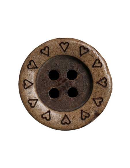 Paket mit 8 Kokosnussknöpfen Herzen 18 mm