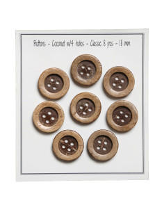 Paket mit 8 klassischen Kokosknöpfen 18 mm