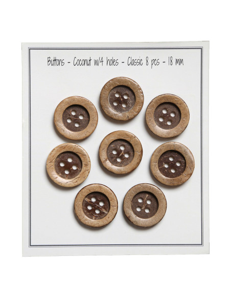 Paket mit 8 klassischen Kokosknöpfen 18 mm