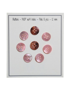 Satz von 8 Knöpfen mit 4 Löchern aus Perlmutt 12 mm - Rosa