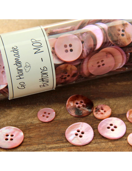 Satz von 8 Knöpfen mit 4 Löchern aus Perlmutt 15 mm - Rosa