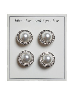 Set mit 4 Perlenknöpfen 21 mm - Silber