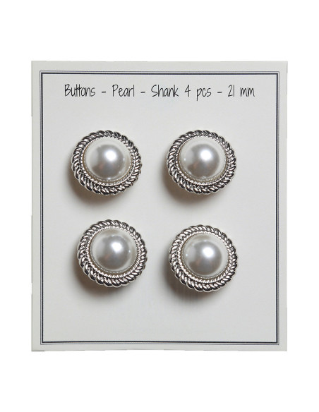 Set mit 4 Perlenknöpfen 21 mm - Silber