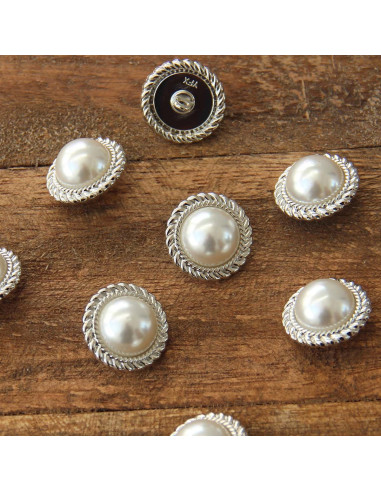 Set mit 4 Perlenknöpfen 21 mm - Silber