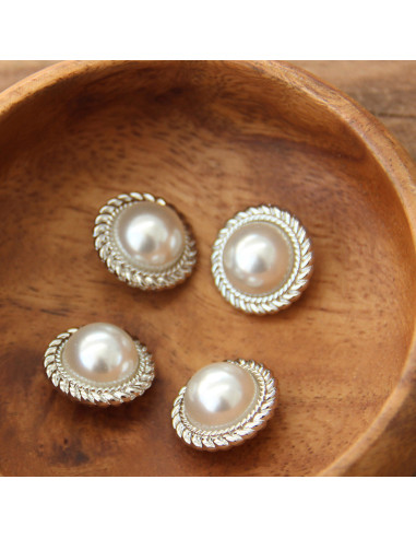 Set mit 4 Perlenknöpfen 21 mm - Silber