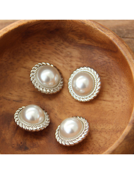 Set mit 4 Perlenknöpfen 21 mm - Silber