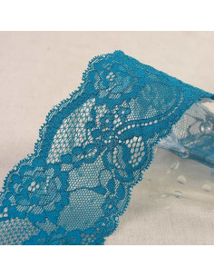 Elastische Spitze Rosen - Entenblau
