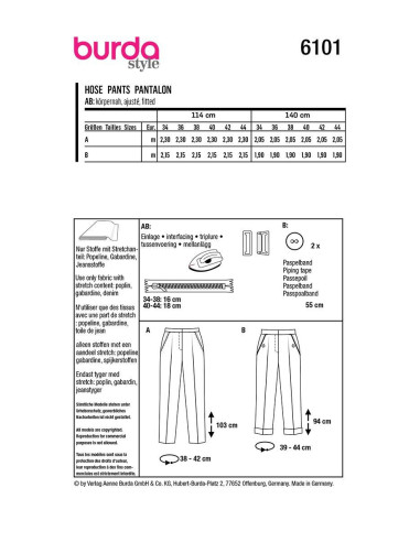 Hosenmuster - Burda 6101