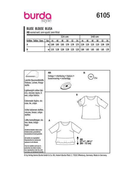 Blusenschnittmuster - Burda 6105