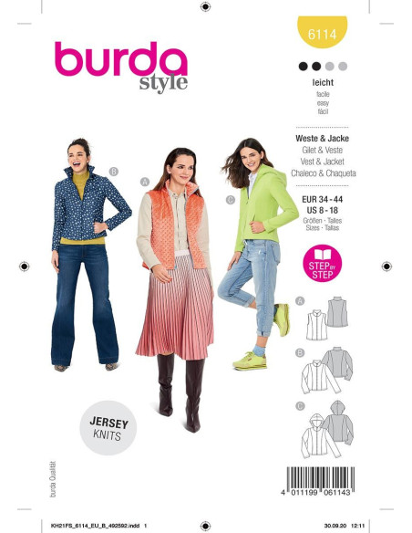 Weste und Jacke Schnittmuster - Burda 6114