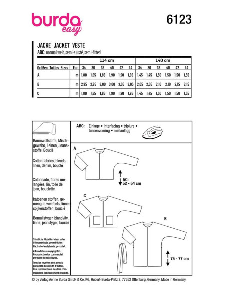 Jackenschnittmuster - Burda 6123