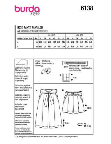 Hosenrock-Schnittmuster - Burda 6138