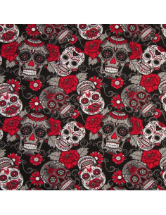 Jersey-Stoffe - Totenkopf - Rot und Schwarz