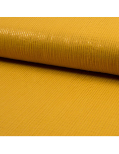 Doppellagiger Baumwoll-Musselin mit Lurex - Senf