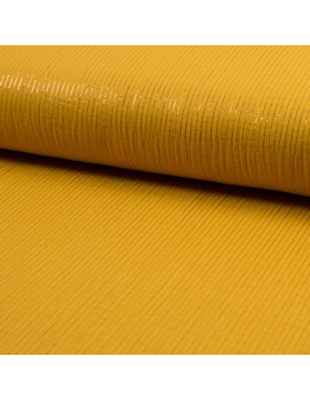 Doppellagiger Baumwoll-Musselin mit Lurex - Senf