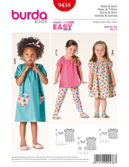 Kleid- und T-Shirt-Schnittmuster - Burda 9438