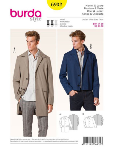 Mantel- und Jackenschnittmuster - Burda 6932