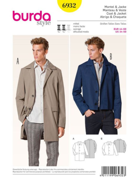 Mantel- und Jackenschnittmuster - Burda 6932
