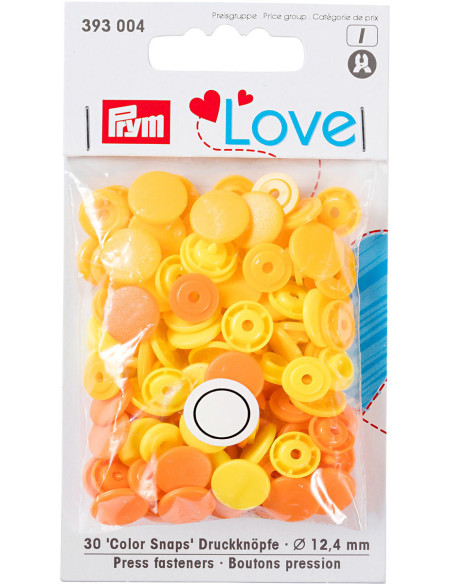 Set mit 30 Druckknöpfen Color Snaps 12,4 mm - Gelb, gelborange und orange