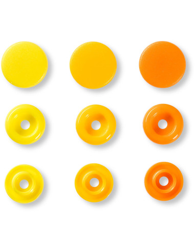 Set mit 30 Druckknöpfen Color Snaps 12,4 mm - Gelb, gelborange und orange
