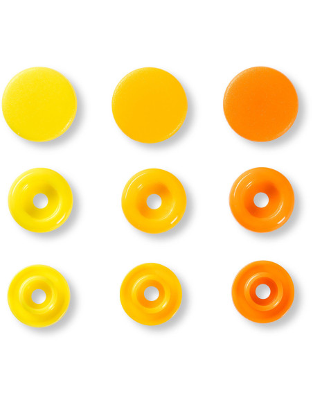 Set mit 30 Druckknöpfen Color Snaps 12,4 mm - Gelb, gelborange und orange
