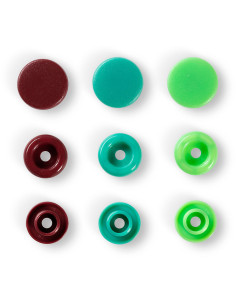 Set mit 30 Druckknöpfen Color Snaps 12,4 mm - Grün, Hellgrün und Braun 2