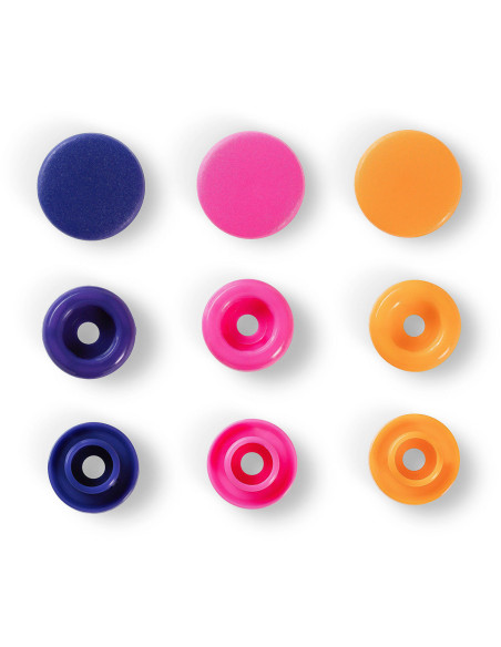 Set mit 30 Druckknöpfen Color Snaps 12,4 mm - Orange, Fuchsia und Violett